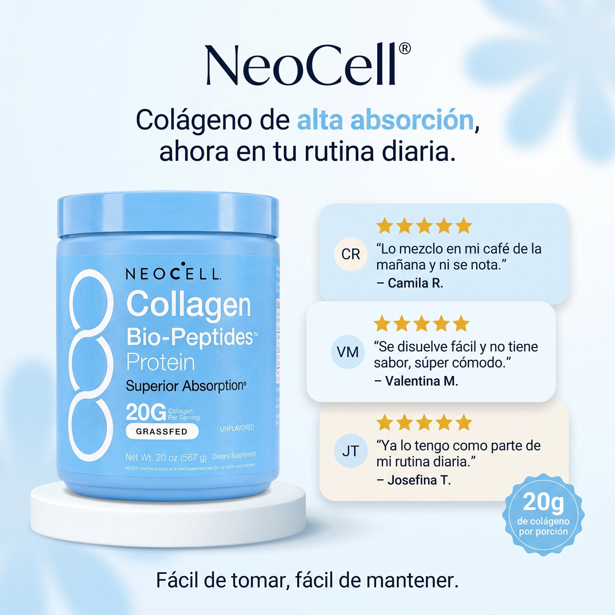 NeoCell® Colágeno Bio-Peptides – Fortalece Articulaciones, Piel y Cabello